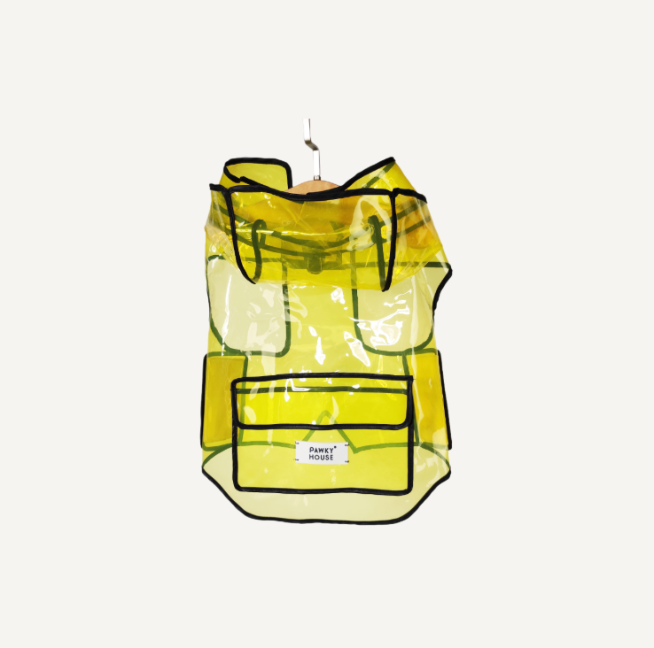Dog Rain coat - transparent yellow